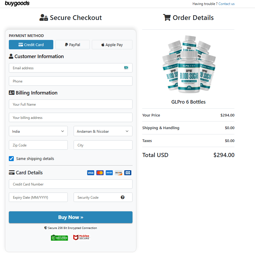 Gluco Elixir Order Page